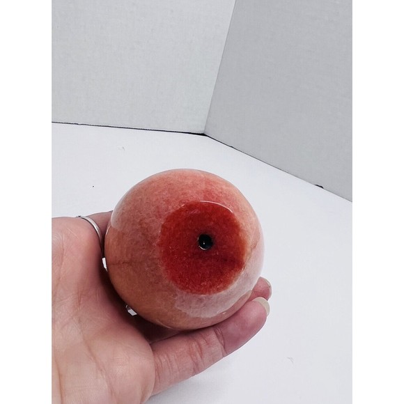 Italian Marble Alabaster Stone Fruit Apple Wood Stem Peach Pink Antique 2.5” - Picture 5 of 7